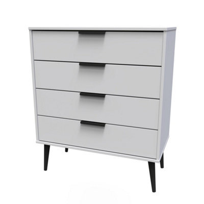 Hong Kong Ready Assembled Matt Grey No Effect 4 Drawer Wide Chest (H)885mm (W)765mm (D)415mm - image 1