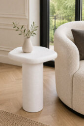 Aldgate Pentagon Side Table Textured White Stone Look