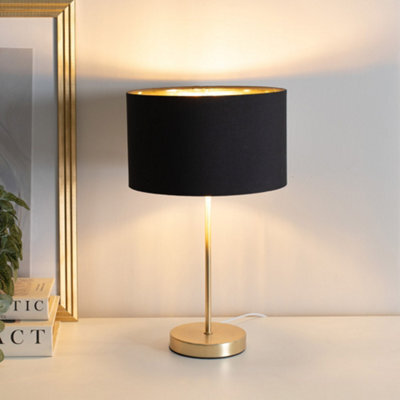Valuelights Charles Gold Table Lamp With Metallic & Black Shade And Bulb - image 1