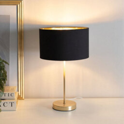 Valuelights Charles Gold Table Lamp With Metallic & Black Shade And Bulb - thumbnail 5