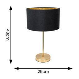 Valuelights Charles Gold Table Lamp With Metallic & Black Shade And Bulb - thumbnail 8