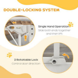 PawHut Pressure Fit Safety Gate W/ Auto Closing Door, Double Locking, 74-100Cm Openings - thumbnail 5