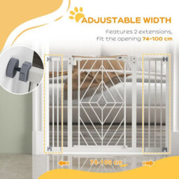 PawHut Pressure Fit Safety Gate W/ Auto Closing Door, Double Locking, 74-100Cm Openings - thumbnail 7