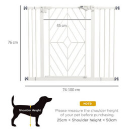 PawHut Pressure Fit Safety Gate W/ Auto Closing Door, Double Locking, 74-100Cm Openings - thumbnail 3