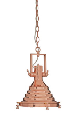 Orsina Small Copper Pendant Light, Industrial Ceiling Light With Vintage Finish, Stepped Iron Shade With Glass Base - image 1