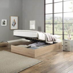 Home Treats Pine Double Wooden Ottoman Bed Frame Wood Storage Bed 4Ft6