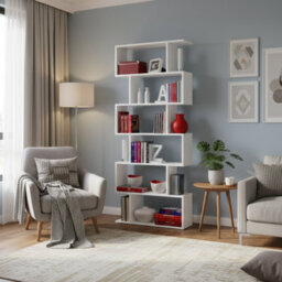 Amos Mann Furniture Venice Open Back White Gloss Bookcase - thumbnail 3