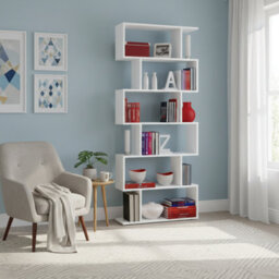 Amos Mann Furniture Venice Open Back White Gloss Bookcase - thumbnail 1