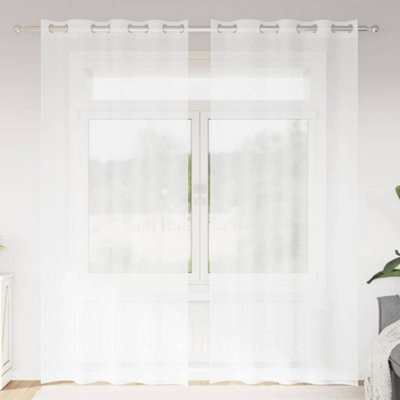 Berkfield Curtains With Curtains 2 Pcs White 140 X 245 Cm Polyester - image 1