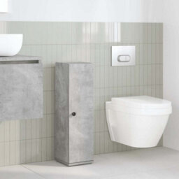 Berkfield Bathroom Cabinet With Roll Holder Concrete Grey 20.5X22X72 Cm - thumbnail 3