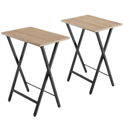 Tectake Bedside Table Phoenix Set Of 2 - Industrial Style, Foldable 2 Industrial Wood Light, Oak Sonoma - image 1