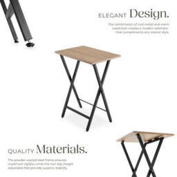 Tectake Bedside Table Phoenix Set Of 2 - Industrial Style, Foldable 2 Industrial Wood Light, Oak Sonoma - thumbnail 3
