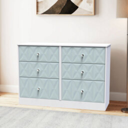 San Jose Ready Assembled Matt Duck Egg Blue & White No Effect 6 Drawer Chest (H)792mm (W)1117mm (D)395mm - thumbnail 1