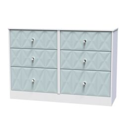 San Jose Ready Assembled Matt Duck Egg Blue & White No Effect 6 Drawer Chest (H)792mm (W)1117mm (D)395mm - thumbnail 2