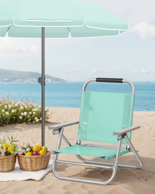 LEDREM Portable Beach Chair With 4-Position Reclining Backrest, Folding Beach Chair, Breathable And Comfortable Fabric, Green - image 1