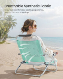 LEDREM Portable Beach Chair With 4-Position Reclining Backrest, Folding Beach Chair, Breathable And Comfortable Fabric, Green - thumbnail 5