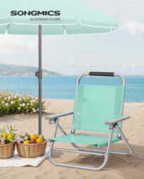 LEDREM Portable Beach Chair With 4-Position Reclining Backrest, Folding Beach Chair, Breathable And Comfortable Fabric, Green - thumbnail 3