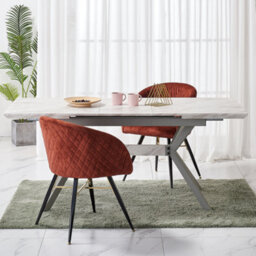 Life Interiors Single Red Vittorio Velvet Dining Chair With Black Metal Legs, Quilted Design Modern Accent Chair - thumbnail 7