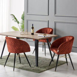 Life Interiors Single Red Vittorio Velvet Dining Chair With Black Metal Legs, Quilted Design Modern Accent Chair - thumbnail 8