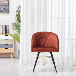 Life Interiors Single Red Vittorio Velvet Dining Chair With Black Metal Legs, Quilted Design Modern Accent Chair - thumbnail 2