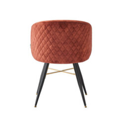 Life Interiors Single Red Vittorio Velvet Dining Chair With Black Metal Legs, Quilted Design Modern Accent Chair - thumbnail 5