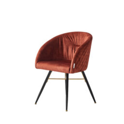 Life Interiors Single Red Vittorio Velvet Dining Chair With Black Metal Legs, Quilted Design Modern Accent Chair