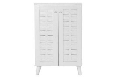 Timber Art Design - Modern Shoe Storage Cabinet 2 Doors Footwear Stand Rack Unit Cupboard White - image 1