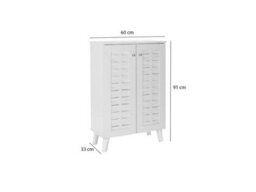Timber Art Design - Modern Shoe Storage Cabinet 2 Doors Footwear Stand Rack Unit Cupboard White - thumbnail 5