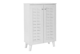 Timber Art Design - Modern Shoe Storage Cabinet 2 Doors Footwear Stand Rack Unit Cupboard White - thumbnail 2