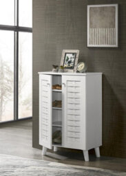 Timber Art Design - Modern Shoe Storage Cabinet 2 Doors Footwear Stand Rack Unit Cupboard White - thumbnail 3