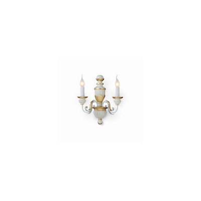 Ideal Lux Firenze 2 Light Indoor Candle Wall Light Gold, Ivory, E14