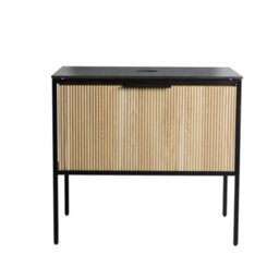 Homestylestore Black And Light Oak 800mm Bathroom Fluted Vanity Unit - thumbnail 2