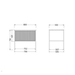 Homestylestore Black And Light Oak 800mm Bathroom Fluted Vanity Unit - thumbnail 4