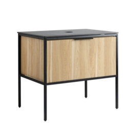 Homestylestore Black And Light Oak 800mm Bathroom Fluted Vanity Unit - thumbnail 1