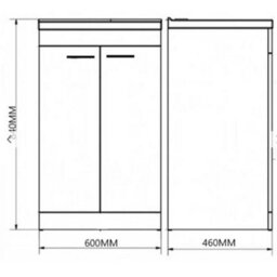 Clifton Bathroom 2-Door Floor Standing Vanity Unit With Basin 600mm Wide White 1 Tap Hole - White Gloss - Brassware Not Included - thumbnail 3