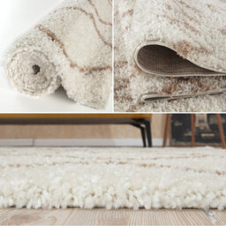 The Rugs Moroccan Shaggy Rugs And Runners Soft Fluffy Wavy Trellis Design High Pile Beige And Ivory Living Room Kitchen Hallway 830 - thumbnail 4