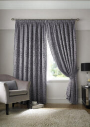 Luxury Living Tivoli Pencil Pleat Taped Top Curtains Silver