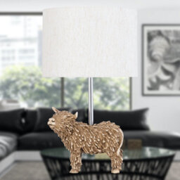 First Choice Lighting Set Of 2 Angus Highland Cow Table Lamps With Oatmeal Linen Shade - thumbnail 8