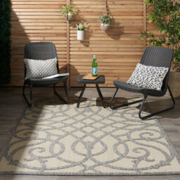 Cream Grey Outdoor Rug, Abstract Optical/ (3D) Stain-Resistant Rug For Patio Decks, Modern Outdoor Area Rug-122Cm X 183Cm - thumbnail 4