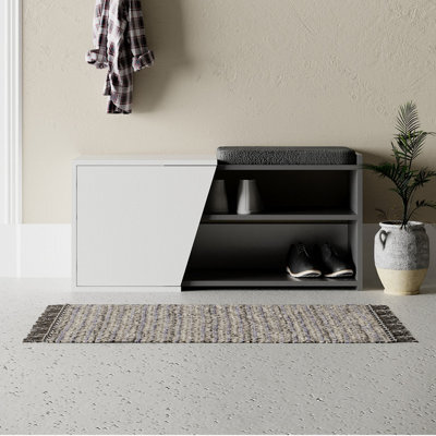 Decortie Modern Fiona Shoe Bench With Storage Space Up To 6 Pair Shoes 104.6(W)Cm Anthracite Grey, White - image 1