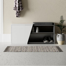 Decortie Modern Fiona Shoe Bench With Storage Space Up To 6 Pair Shoes 104.6(W)Cm Anthracite Grey, White