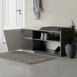 Decortie Modern Fiona Shoe Bench With Storage Space Up To 6 Pair Shoes 104.6(W)Cm Anthracite Grey, White - thumbnail 4