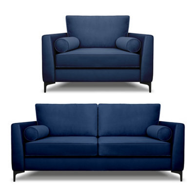 Modern Home Zara 3 Seater And Lovechair Set Navy - image 1