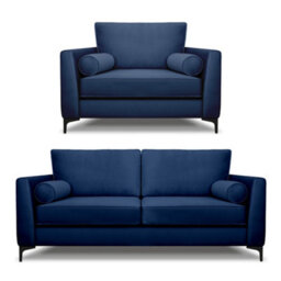 Modern Home Zara 3 Seater And Lovechair Set Navy - thumbnail 1