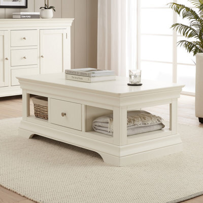 The Furniture Market Wilmslow White Painted 1 Drawer Coffee Table - image 1