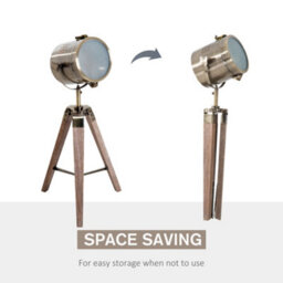 Homcom Vintage Tripod Table Desk Lamp Bedside Light Copper Finish Wooden Base - thumbnail 6