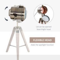 Homcom Vintage Tripod Table Desk Lamp Bedside Light Copper Finish Wooden Base - thumbnail 5