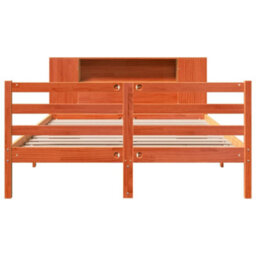 Berkfield Bookcase Bed Without Mattress Wax Brown 135X190 Cm Double Solid Wood Pine - thumbnail 4