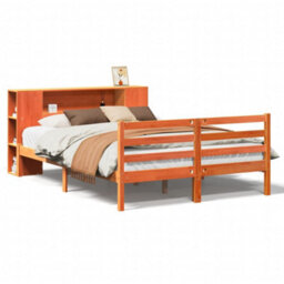 Berkfield Bookcase Bed Without Mattress Wax Brown 135X190 Cm Double Solid Wood Pine - thumbnail 2