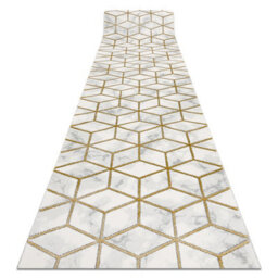 RugsX Exclusive Emerald Runner 1014 Glamour, Stylish Cube Cream / Gold 70 Cm  70X120 Cm - thumbnail 1